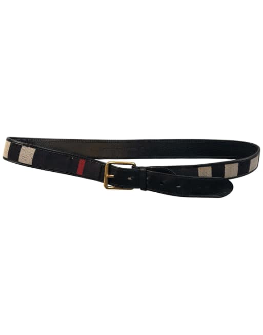 Vintage 2000s Burberry Nova Check Leather Belt Size XL, 2 of 4