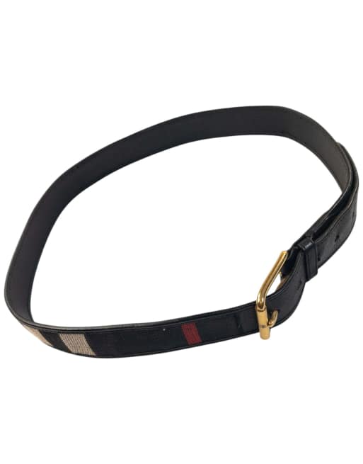 Vintage 2000s Burberry Nova Check Leather Belt Size XL, 3 of 4