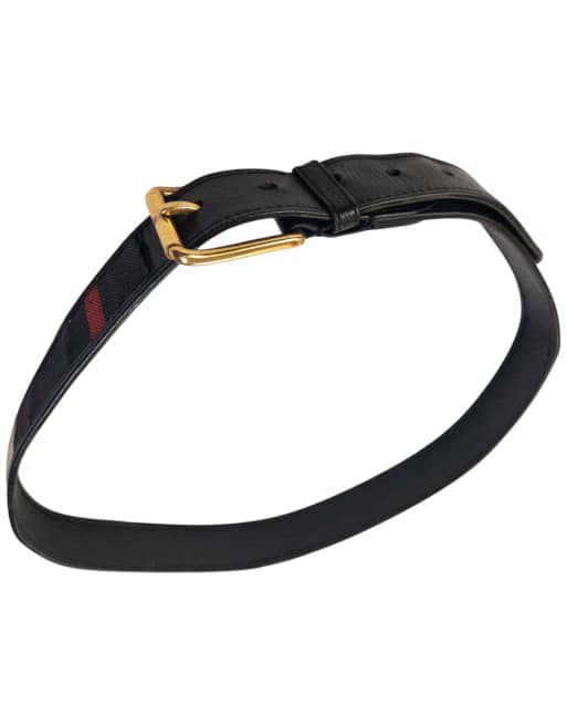 Vintage 2000s Burberry Nova Check Leather Belt Size XL, 4 of 4