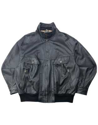 Vintage 2000s Burberry Nova Check Lined Leather Jacket Size L in