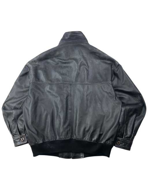 Vintage 2000s Burberry Nova Check Lined Leather Jacket Size L in