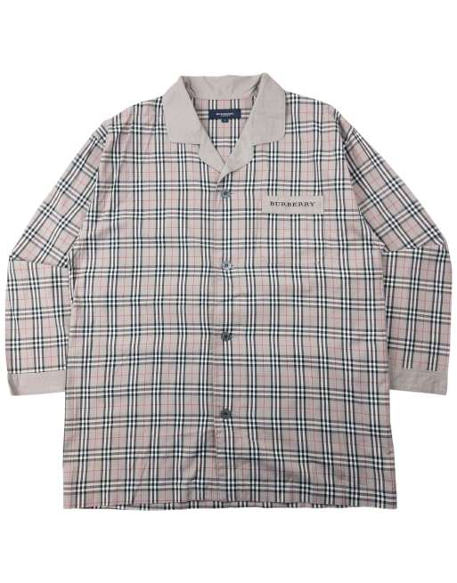 Vintage 2000s Burberry Nova Check Long Sleeve Button Up Pyjama Shirt Size L