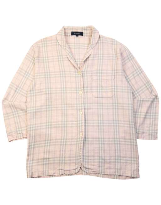 Vintage 2000s Burberry Nova Check Long Sleeve Button Up Pyjama Shirt Size L, 1 of 4