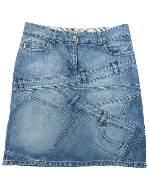Vintage 2000s Burberry Patchwork Denim Skirt Size W30