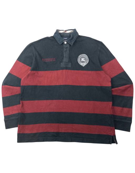 Vintage 2000s Burberry Striped Long Sleeve Polo Shirt Size L