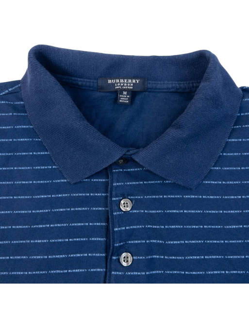 Vintage 2000s Burberry Text Stripe Polo Shirt Size M, 3 of 4