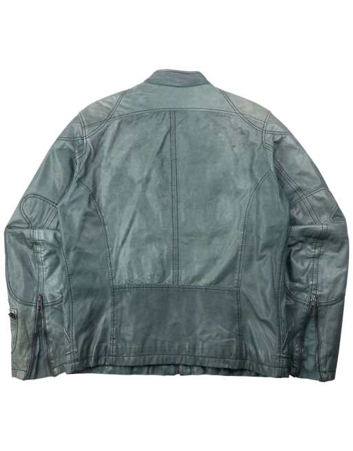 DIESEL 00s レザージャケット y2k S Vintage 2000s Diesel Zip Up Leather Jacket Size M in Green | ASOS