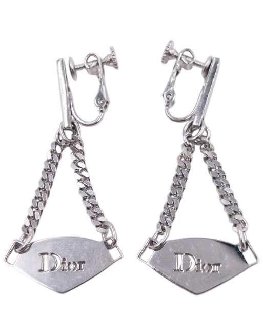 Vintage 2000s Dior By John Galliano Silver Clip-On Earrings