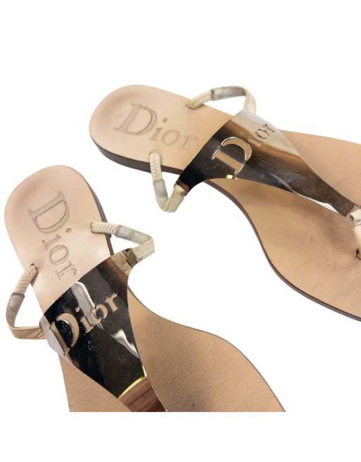 Vintage 2000s Dior Metallic Sandals Size UK3, 3 of 7