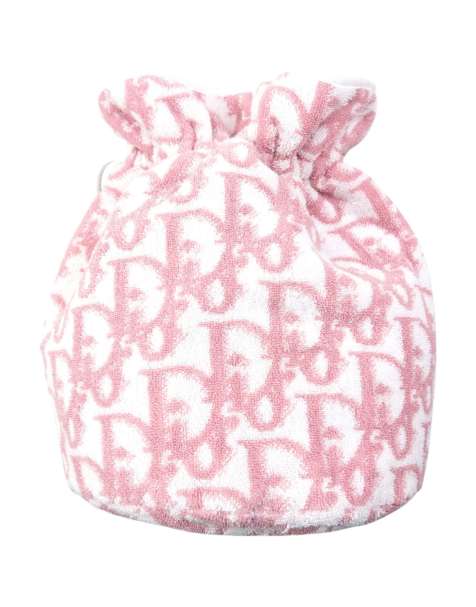 Vintage 2000s Dior Monogram Terry Cloth Drawstring Bag in Pink - view 1
