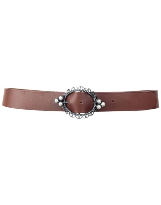 Vintage 2000s Dior Pearl Buckle Leather Belt Size M