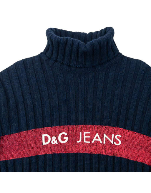 Vintage 2000s Dolce & Gabbana Ribbed Knit Turtleneck Jumper Size S