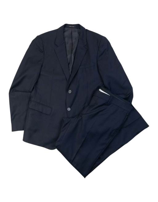 Vintage 2000s Emporio Armani Striped Jacket & Trousers Suit Set Size M in Navy, 1 of 7