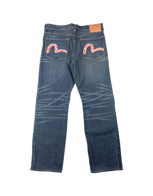 Vintage 2000s Evisu Double Gull Embroidered Japanese Denim Jeans Size W34 in Blue