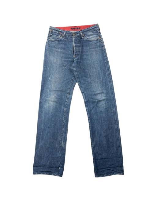 Vintage 2000s Evisu Embossed Double Gull Japanese Denim Jeans Size W30 in Blue, 3 of 4