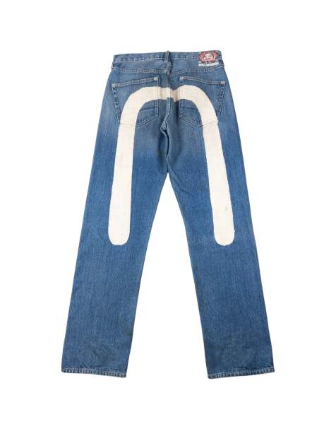 Vintage 2000s Evisu painted Daicock Japanese denim jeans size w32 in blue - view 1