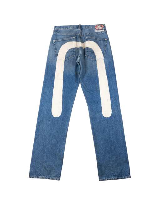 Vintage 2000s Evisu painted Daicock Japanese denim jeans size w32 in blue