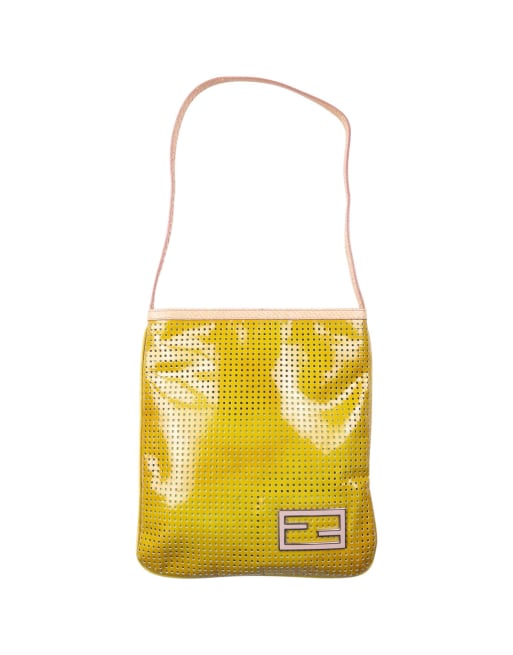 Vintage 2000s Fendi Leather Shoulder Bag in Yellow