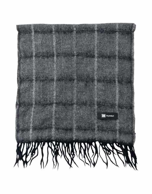 Vintage 2000s Issey Miyake Checkered Wool Tassel Scarf