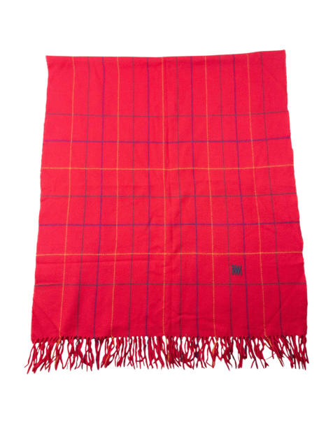 Vintage 2000s Issey Miyake Checkered Wool Tassel Scarf - view 1