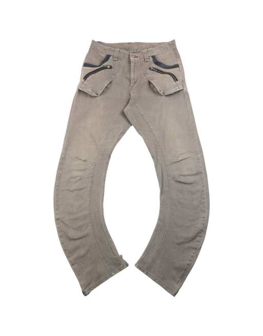 Vintage 2000s PPFM Curved Stacked Leg Denim Jeans Size W33 in Beige
