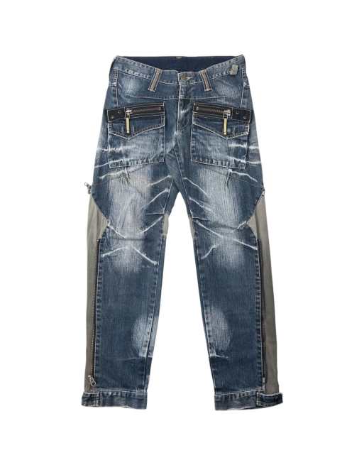 Vintage 2000s PPFM Multi Zip Denim Jeans Size W30 in Blue