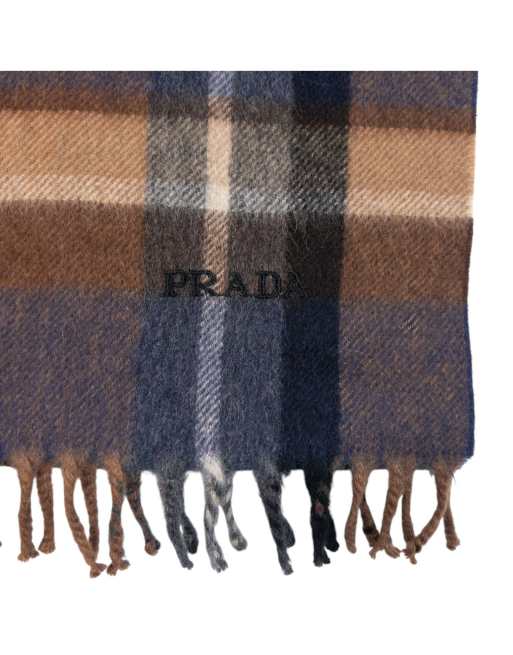 Vintage 2000s Prada Checkered Wool Tassel Scarf, 5 of 7