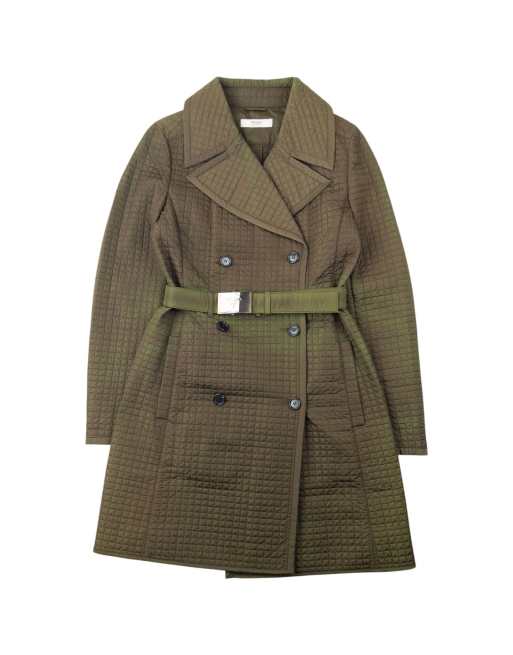 Vintage 2000s Prada Quilted Belt Waist Trench Jacket Size M