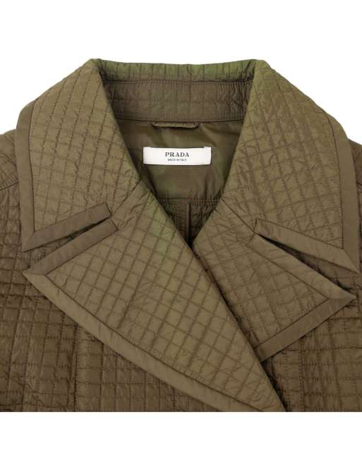 Vintage 2000s Prada Quilted Belt Waist Trench Jacket Size M, 3 of 4