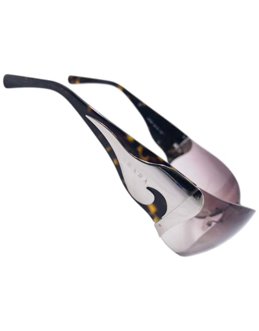 Vintage 2000s Prada Tortoise Shell Swirl Sunglasses, 3 of 7