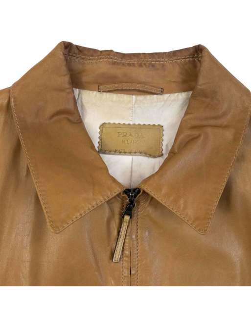 Vintage 2000s Prada Zip Up Leather Jacket Size M, 3 of 6