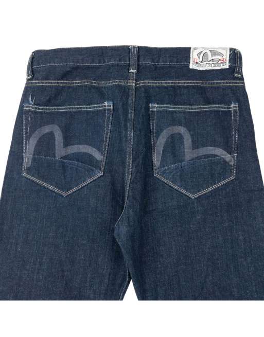 Vintage 2000s Puma X Evisu Double Gull Japanese Denim Jeans Size W34 in Navy