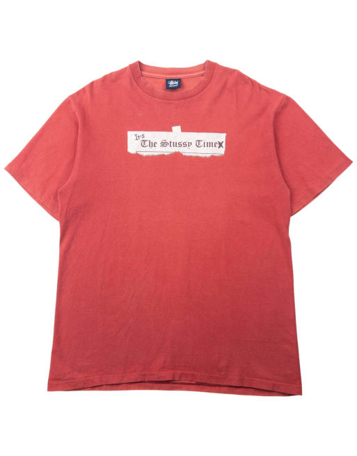 Vintage 2000s Stussy It's The Stussy Time Newspaper Graphic T