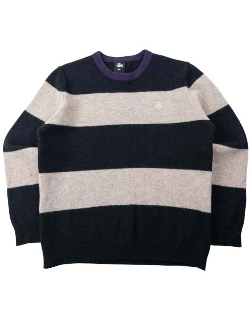 Vintage 2000s Stussy Striped Wool Jumper Size XS