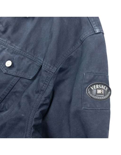 Vintage 2000s Versace Classic V2 Button Up Jacket Size XL in Navy, 4 of 4