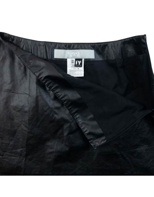 Vintage 2000s Versace Jeans Couture Faux Leather Mini Skirt Size W26, 3 of 4