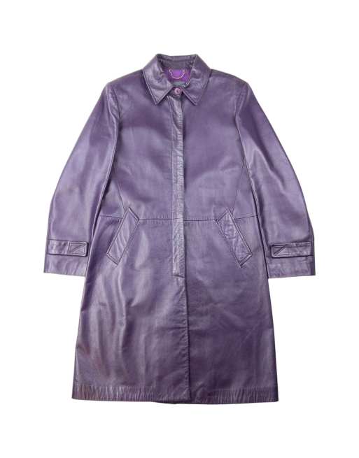 Vintage 2000s Versace Jeans Couture Leather Longline Jacket Size M