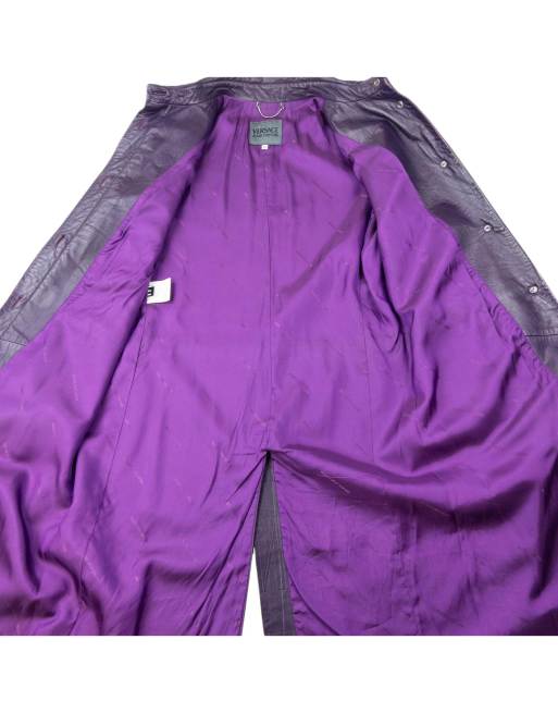 Vintage 2000s Versace Jeans Couture Leather Longline Jacket Size M, 4 of 4