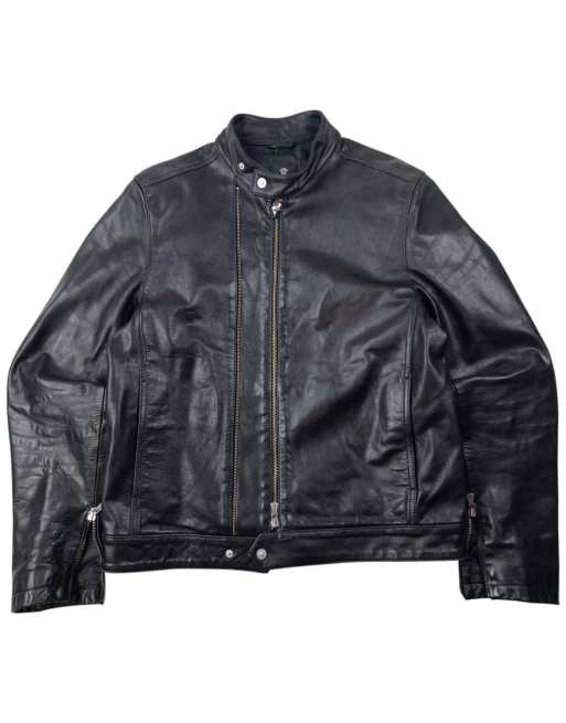 Vintage 2000s Versace Jeans Couture Zip Up Leather Jacket Size SM in Black