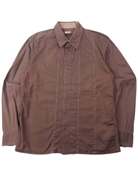Vintage 2000s Yohji Yamamoto A.A.R Long Sleeve Button Up Shirt Size M in Brown - view 1