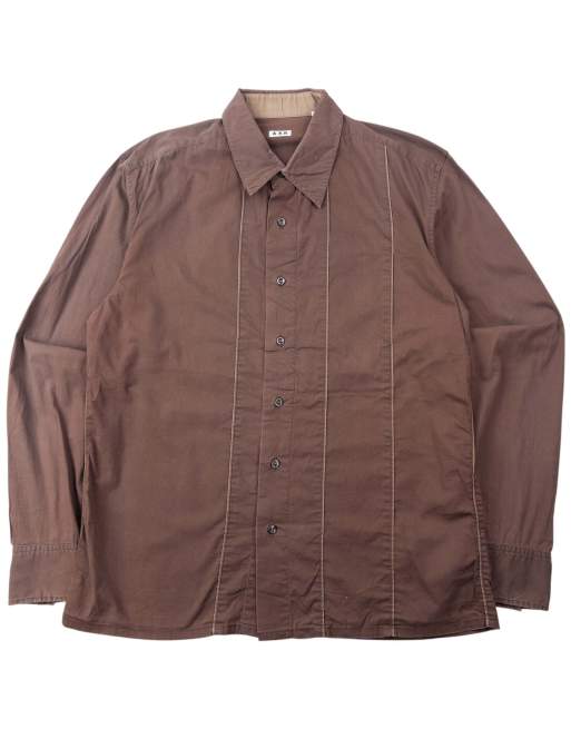 Vintage 2000s Yohji Yamamoto A.A.R Long Sleeve Button Up Shirt Size M in Brown