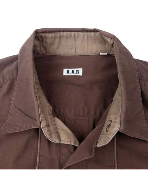 Vintage 2000s Yohji Yamamoto A.A.R Long Sleeve Button Up Shirt Size M in Brown, 3 of 4