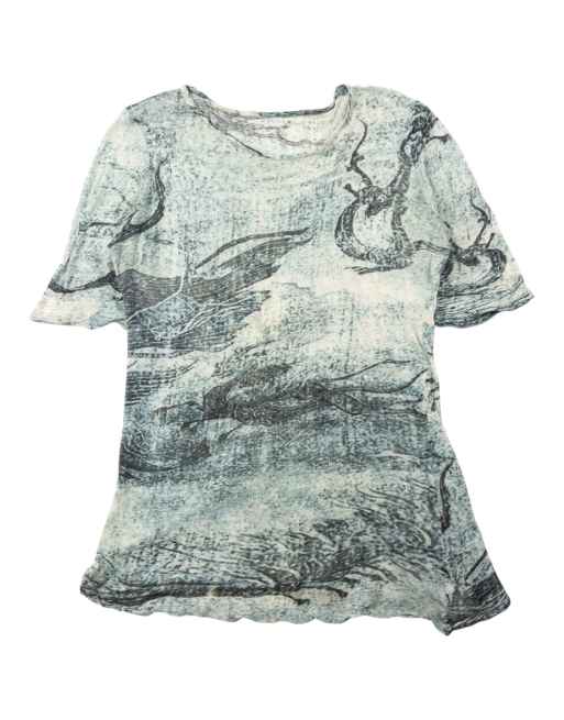 Vintage 2000s Yohji Yamamoto Dragon Print Mesh T Shirt SAMPLE Size L