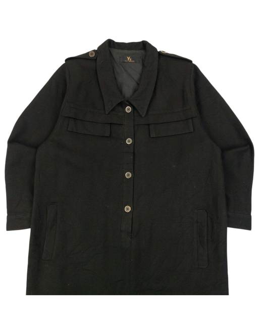 Vintage 2000s Yohji Yamamoto Half Button Longline Jacket Size XL, 4 of 4