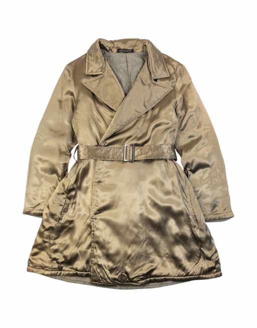 Vintage 2000s Yohji Yamamoto NOIR Belt Waist Satin Trench Jacket Size S, 1 of 7