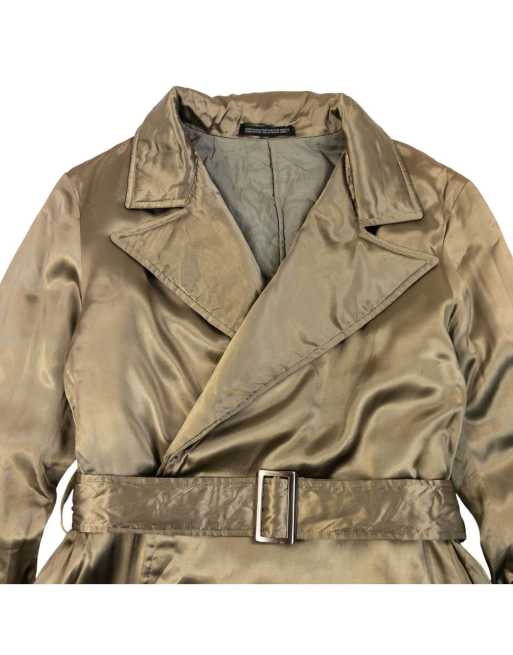 Vintage 2000s Yohji Yamamoto NOIR Belt Waist Satin Trench Jacket Size S, 3 of 7