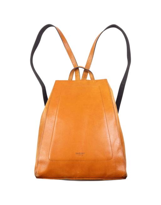 Vintage 2000s Y'Saccs By Yohji Yamamoto Leather Backpack in Orange