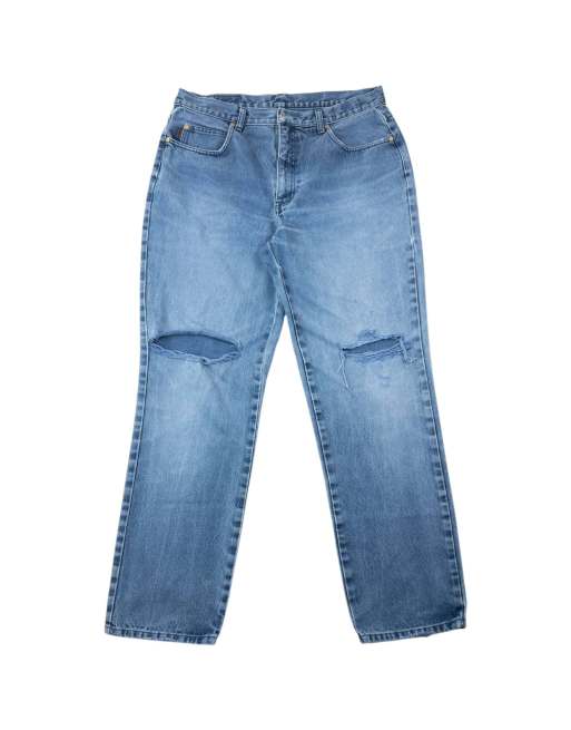 Vintage 2000s YSL Yves Saint Laurent Ripped Denim Jeans Size W35 in Blue