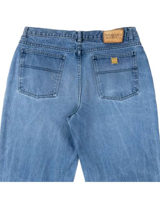 Vintage 2000s YSL Yves Saint Laurent Ripped Denim Jeans Size W35 in Blue, 2 of 4