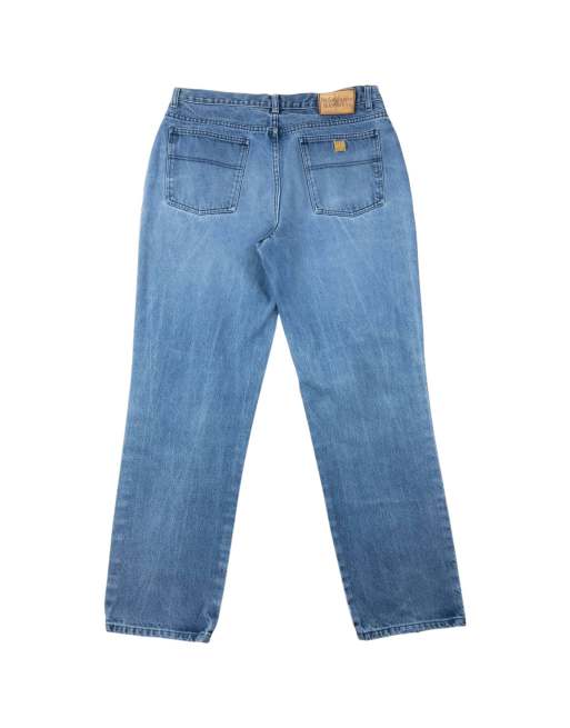 Vintage 2000s YSL Yves Saint Laurent Ripped Denim Jeans Size W35 in Blue, 3 of 4
